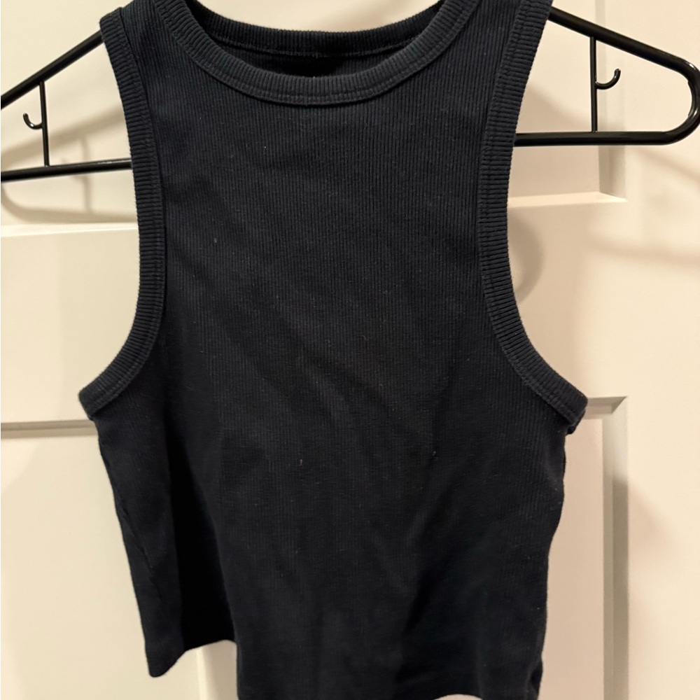 Aerie Black Sleeveless Ribbed Top